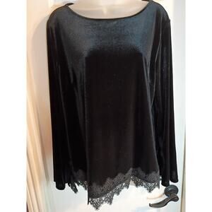 The Limited Collection Black Velvet Top Lace Hem Sz XL Holiday Festive...
